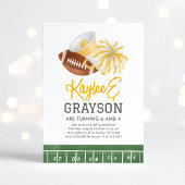 イエローサッカーとチアリーティングジョイント誕生日 招待状