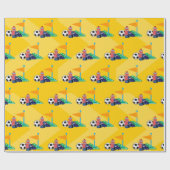 イエローサッカーボールキッズラッピング紙 ラッピングペーパー (フラット)