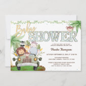 イエローサファリ動物のベビーシャワー 招待状 (正面)