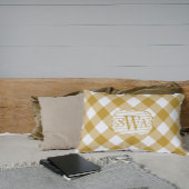 イエローサフロンマスタードギンガムファミリーモノグラムの アクセントクッション