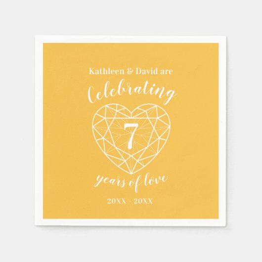 イエローサフ結婚ァイアの7周年 スタンダードカクテルナプキン (正面)
