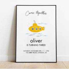 イエローサブマリン子供の誕生日ウェルカムポスター ポスター
