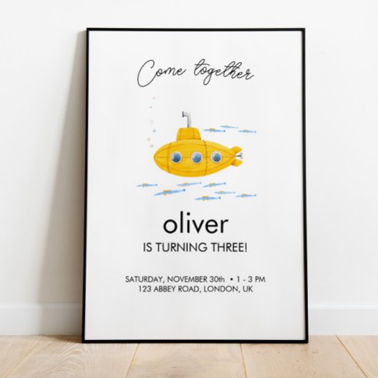 イエローサブマリン子供の誕生日ウェルカムポスター ポスター