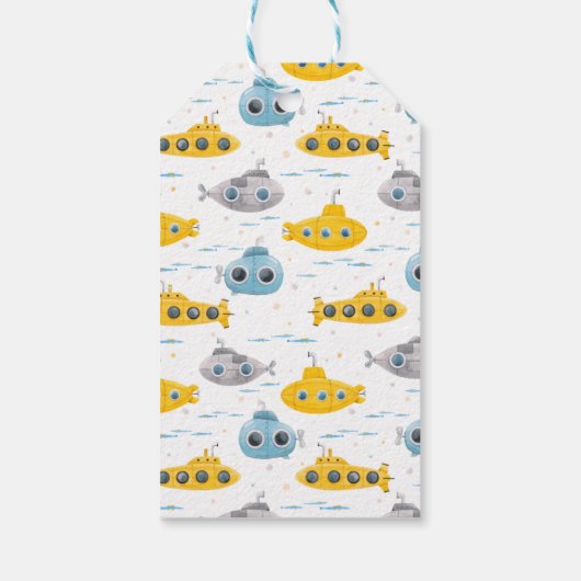 イエローサブマリン子供の誕生日サンキューラベル ギフトタグ (裏面)