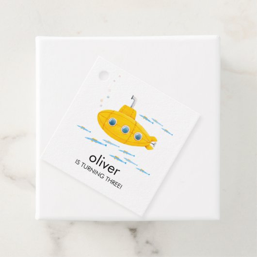 イエローサブマリン子供の誕生日メッセージカード フェイバータグ (インサイチュ)