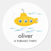 イエローサブマリン子供の誕生日封筒シール ラウンドシール (正面)