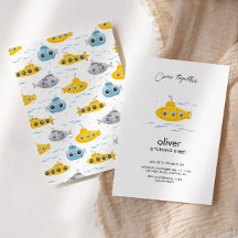イエローサブマリン子供の誕生日招待状