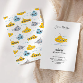 イエローサブマリン子供の誕生日招待状 招待状