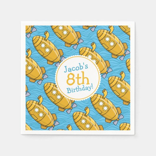 イエローサブマリン少年誕生日 スタンダードカクテルナプキン (正面)