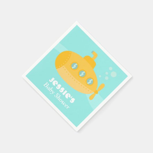 イエローサブマリン水中赤ちゃんシャワー用品 スタンダードカクテルナプキン (角)