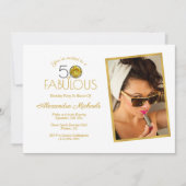 イエローサボスフラワーブラック&金ゴールド50 & Fabuous 招待状 (正面)