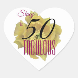 イエローサボスフラワー50と素晴らしい誕生日 ハートシール