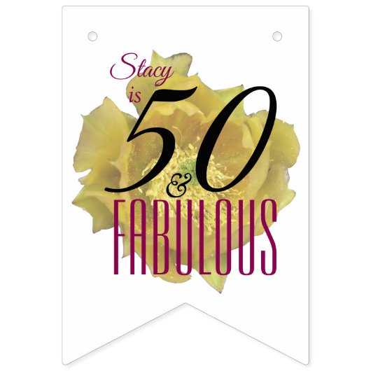 イエローサボスフラワー50と素晴らしい誕生日 バンティングフラッグ (第2の旗)