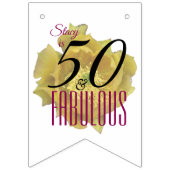 イエローサボスフラワー50と素晴らしい誕生日 バンティングフラッグ (第1の旗)