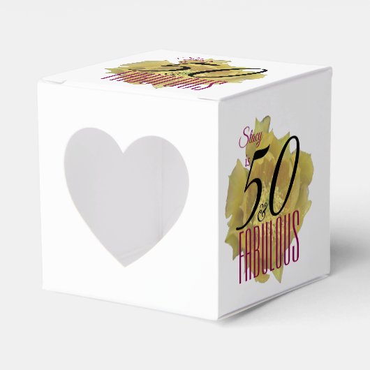 イエローサボスフラワー50と素晴らしい誕生日 フェイバーボックス (正面サイド)