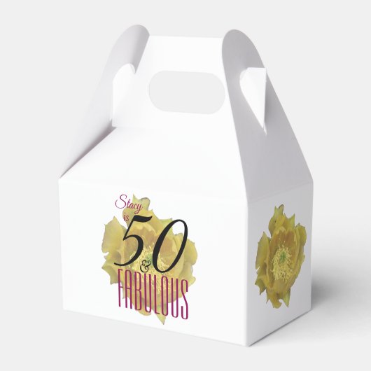 イエローサボスフラワー50と素晴らしい誕生日 フェイバーボックス (正面サイド)