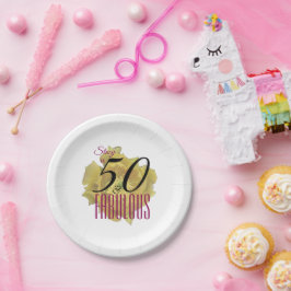 イエローサボスフラワー50と素晴らしい誕生日 ペーパープレート