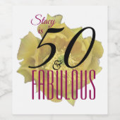 イエローサボスフラワー50と素晴らしい誕生日 ワインラベル (シングルラベル)