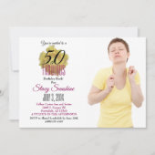 イエローサボスフラワー50と素晴らしい誕生日 招待状 (正面)