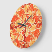 イエローサマーオレンジバリろうけつ染めアートスタイルペイズリー ラージ壁時計 (傾斜)