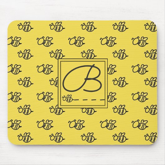 イエローサマービーズパターンモノグラム マウスパッド (正面)