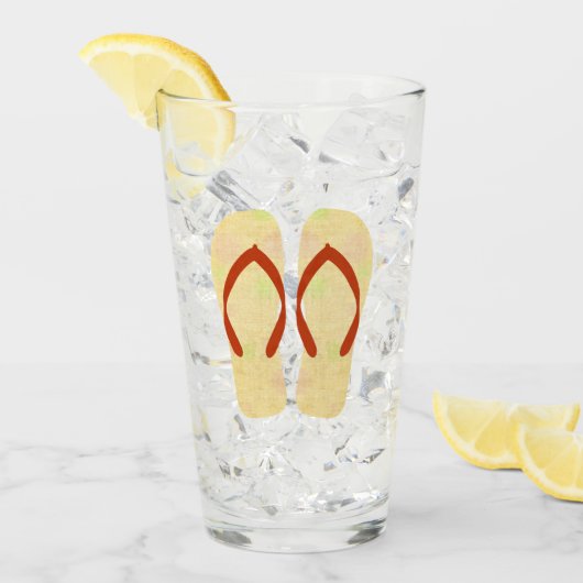 イエローサマービーチサンダルフリップフロップ タンブラーグラス (アイス正面)