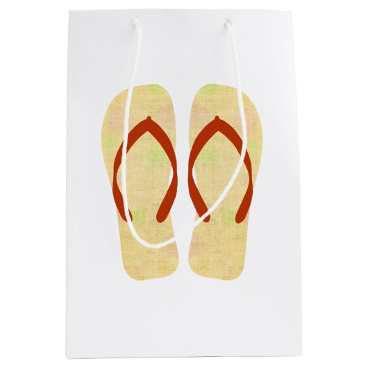 イエローサマービーチパーティービーチサンダル抱き枕 ミディアムペーパーバッグ (正面)