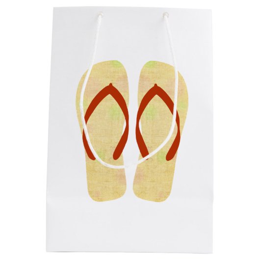 イエローサマービーチパーティービーチサンダル抱き枕 ミディアムペーパーバッグ (裏面)