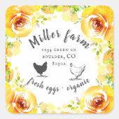 イエローサマーフローラファームハウスエッグカートン スクエアシール (正面)