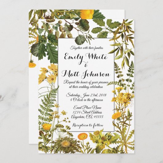 イエローサマーフローラ結婚式招待状 招待状 (正面/裏面)