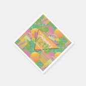イエローサマーベイパウェーブサンセット誕生日 スタンダードカクテルナプキン (角)