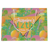 イエローサマーベイパウェーブサンセット誕生日 ラージペーパーバッグ (正面)