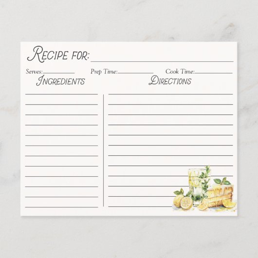 イエローサマーレモンツリーファミリーレシピカード (正面)