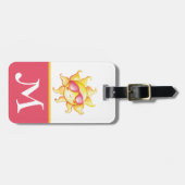 イエローサンインピンクサングラスキッドイニシャル ラゲッジタグ (正面横)