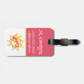 イエローサンインピンクサングラスキッドイニシャル ラゲッジタグ (裏面横)