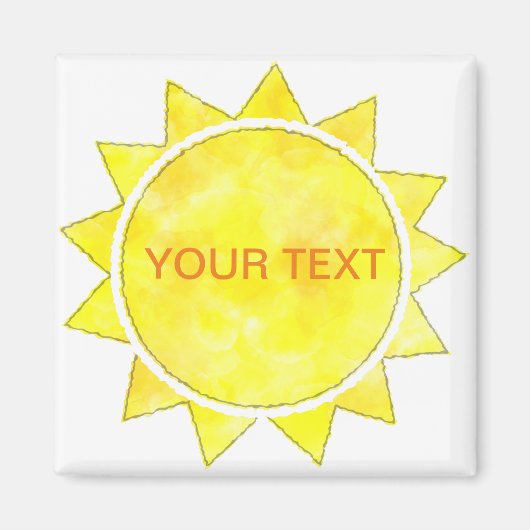 イエローサンウォーター色カスタム文字 マグネット (正面)