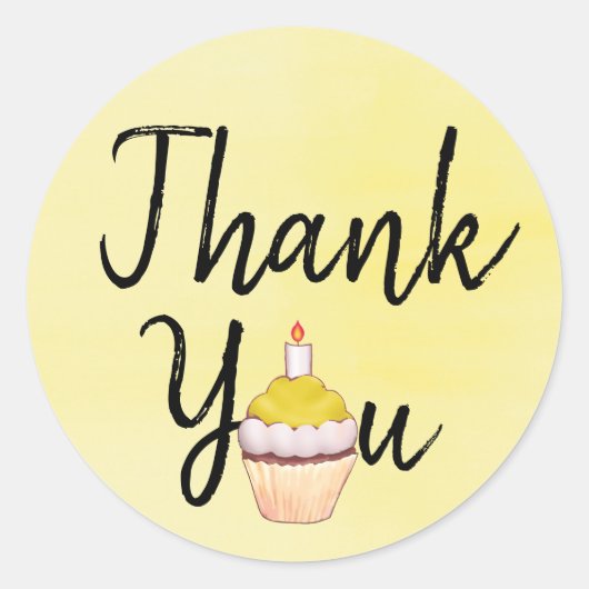 イエローサンキューカップケーキ ラウンドシール (正面)