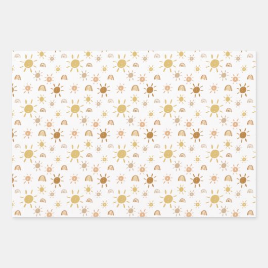 イエローサンシャインとレインボーラッピング紙シート ラッピングペーパーシート (正面)