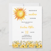 イエローサンシャインガールベイビーシャワー招待状 招待状 (正面)