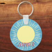 イエローサンシャインブルースカイ名前をカスタムする キーホルダー (正面)