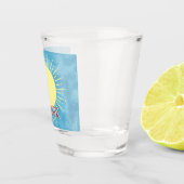 イエローサンシャインブルースカイ名前をカスタムする ショットグラス (右)