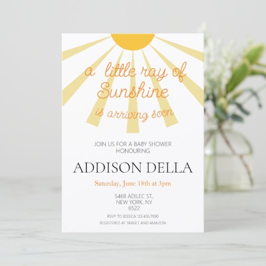 イエローサンシャインベビーシャワー 招待状 (スタンド正面)