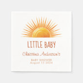 イエローサンシャインレトロ水彩赤ちゃんシャワー スタンダードカクテルナプキン (正面)