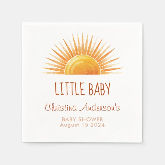 イエローサンシャインレトロ水彩赤ちゃんシャワー スタンダードカクテルナプキン (正面)
