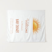 イエローサンシャインレトロ水彩赤ちゃんシャワー タペストリー (正面(横))