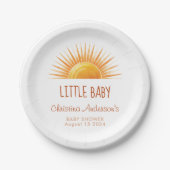 イエローサンシャインレトロ水彩赤ちゃんシャワー ペーパープレート (正面)