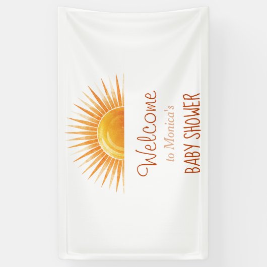 イエローサンシャインレトロ水彩赤ちゃんシャワー 横断幕 (縦)