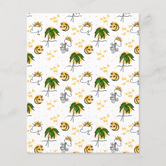 イエローサンズスターズムーングリーンパームスクラップブック紙 (正面)