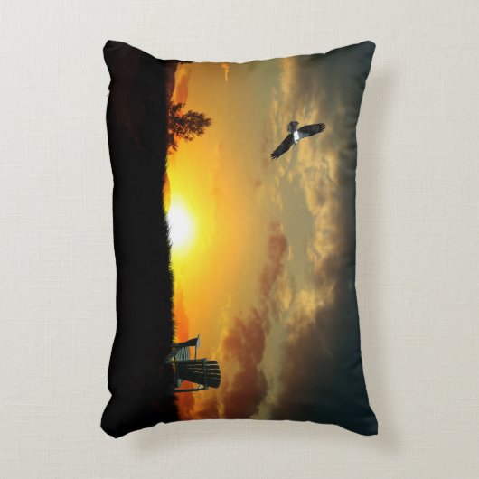 イエローサンセットグラスメドウ装飾用クッション アクセントクッション (正面(垂直))