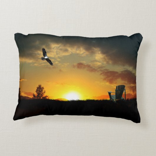 イエローサンセットグラスメドウ装飾用クッション アクセントクッション (裏面)